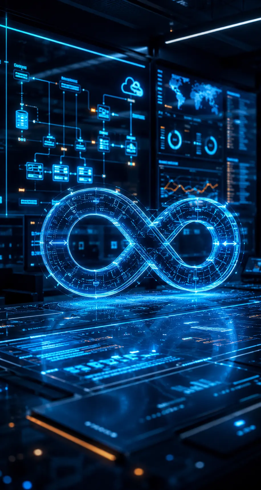 DevOps performance process and cloud infrastructure dashboard