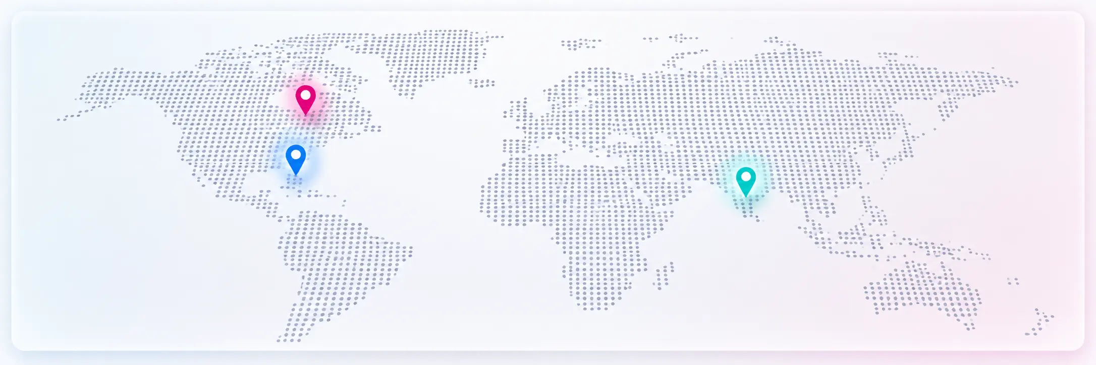 Global locations map showing Cary, Mississauga, and Hyderabad